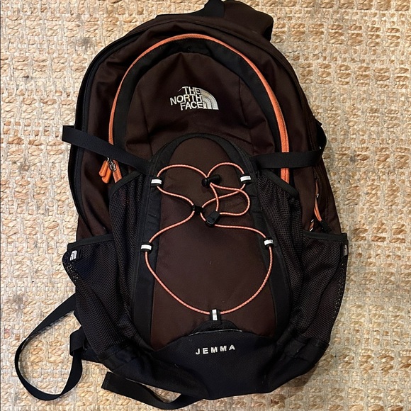 The North Face Men's Dark Brown Backpack with Orange Accents - Picture 1 of 12